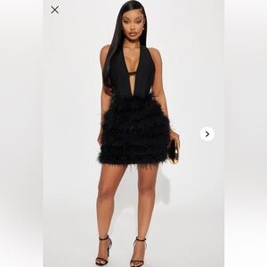 “FASHION NOVA” Luxe Lane Bandage Feather Mini Dress